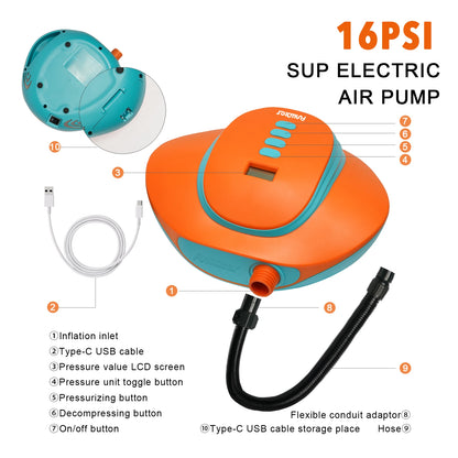 Sup Elektrische Luchtpomp – Elektrische Pomp – Luchtbed Pomp – Opblaaspomp – USB Oplaadbaar – Digitale Drukinstelling – 70 L/min Capaciteit