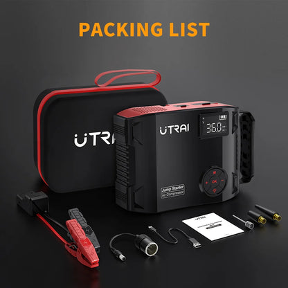 Utrai - JS-5 - Jumpstarter voor Auto - Startkabels - Starthulp - Luchtcompressor - 150PSI - 4 in 1 - 12V - 2000A - Jumpstarters - Powerbank 16000mAh - Zwart - QUORE