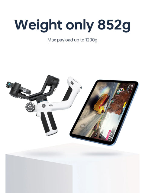 Gimbal Smartphone - Stabilisator voor Smartphone & Camera - Gimbal voor Smartphone & Camera - 360° - Kantelhoek +170°~-45° - 3-Axis - Handheld spiegelloos - met AI-tracker Magnetic Fill - Zwart/Wit