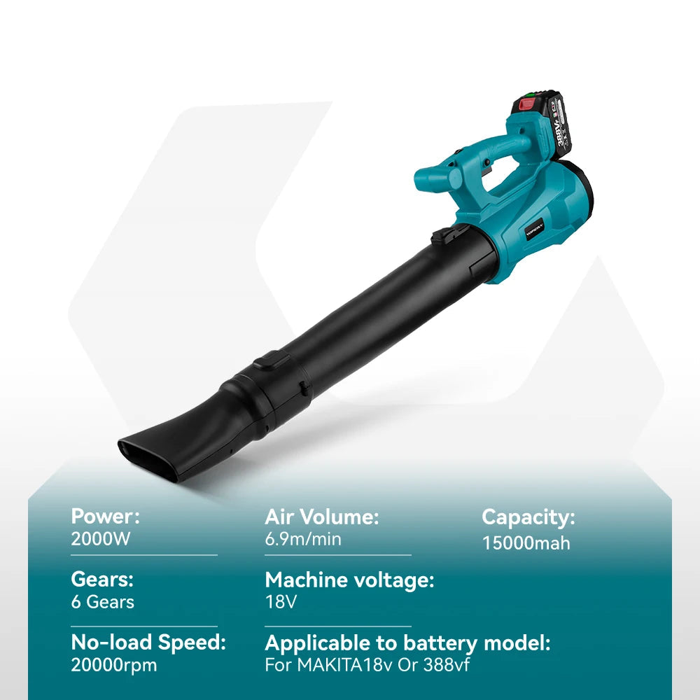 Bladblazer - Bladzuiger - Luchtblazer - Elektrische - Brushless  - 2000W - Air Duster - Tuingereedschap - Turbo Fan - Luchtpistool - Draadloze Blad-, Sneeuw- en Stofblazer – Inclusief 2x 18V Accu