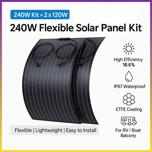 Flexibel Zonnepaneel – Buigbaar Zonnepaneel – Lichtgewicht Zonnepaneel – Draagbaar Zonnepaneel – 120W Output – IP67 Weerbestendig