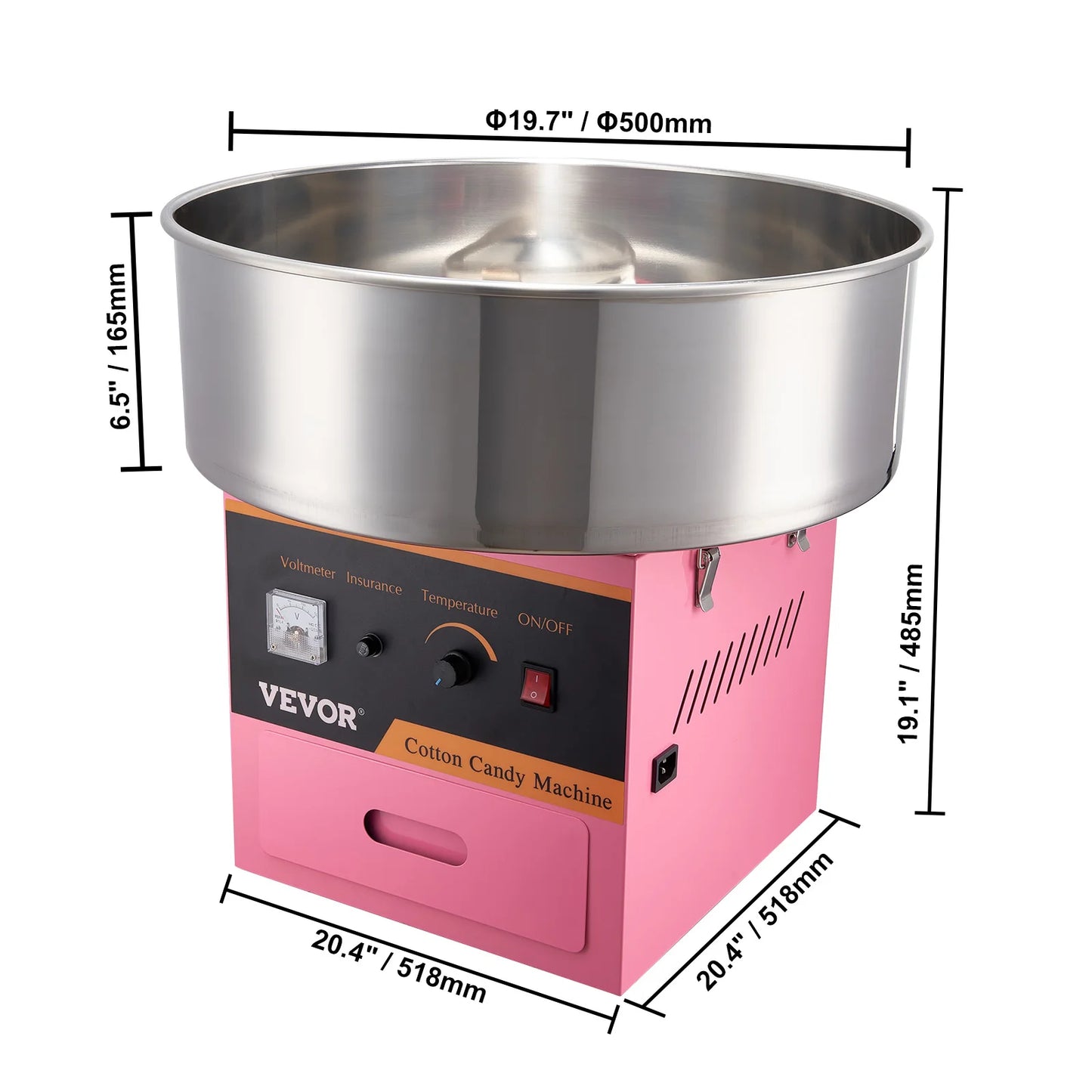 Suikerspinmachine – Suikerwolkenmaker – Suikerspinmaker – Feestmachine – Roestvrijstalen Kom – 500 Watt – Inclusief Suikerlepel