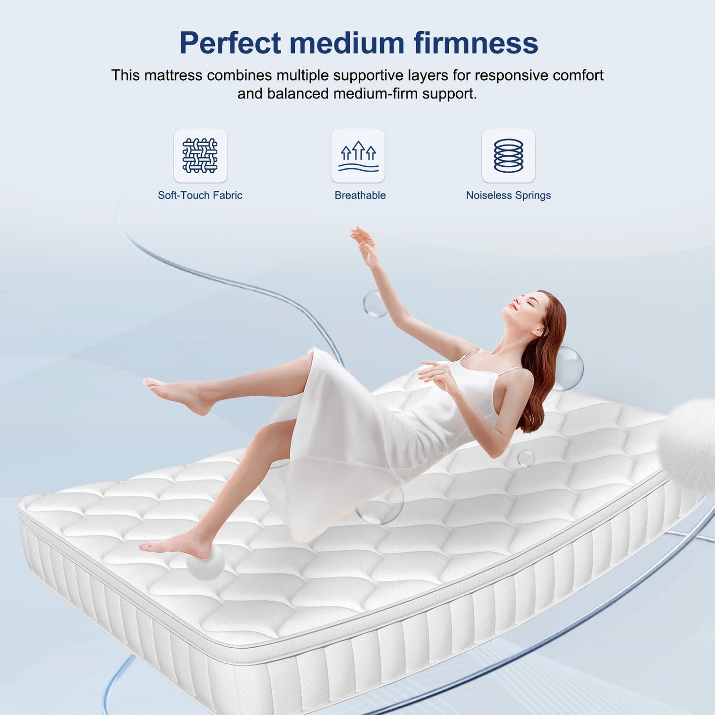 Pocketveringmatras – 7-Zones Matras – Springmatras – Bedmatras – Hybride Matras – 140x200 cm – 25 cm Dikte – Ademend & Medium Stevig