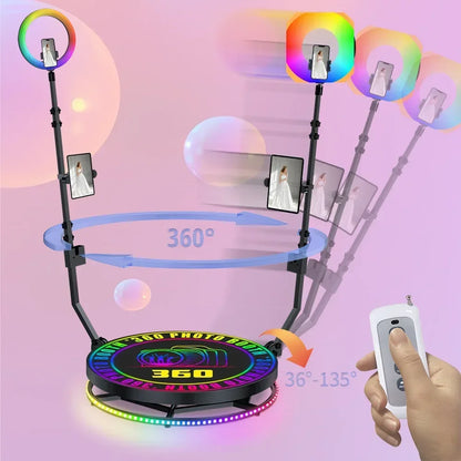 360 graden camera – 360 graden photobooth – 360 graden actiecamera – 360 graden event camera – 360 graden fotohoek – Draadloze Besturing – RGB LED Ringlicht Met 10 Helderheidsniveaus