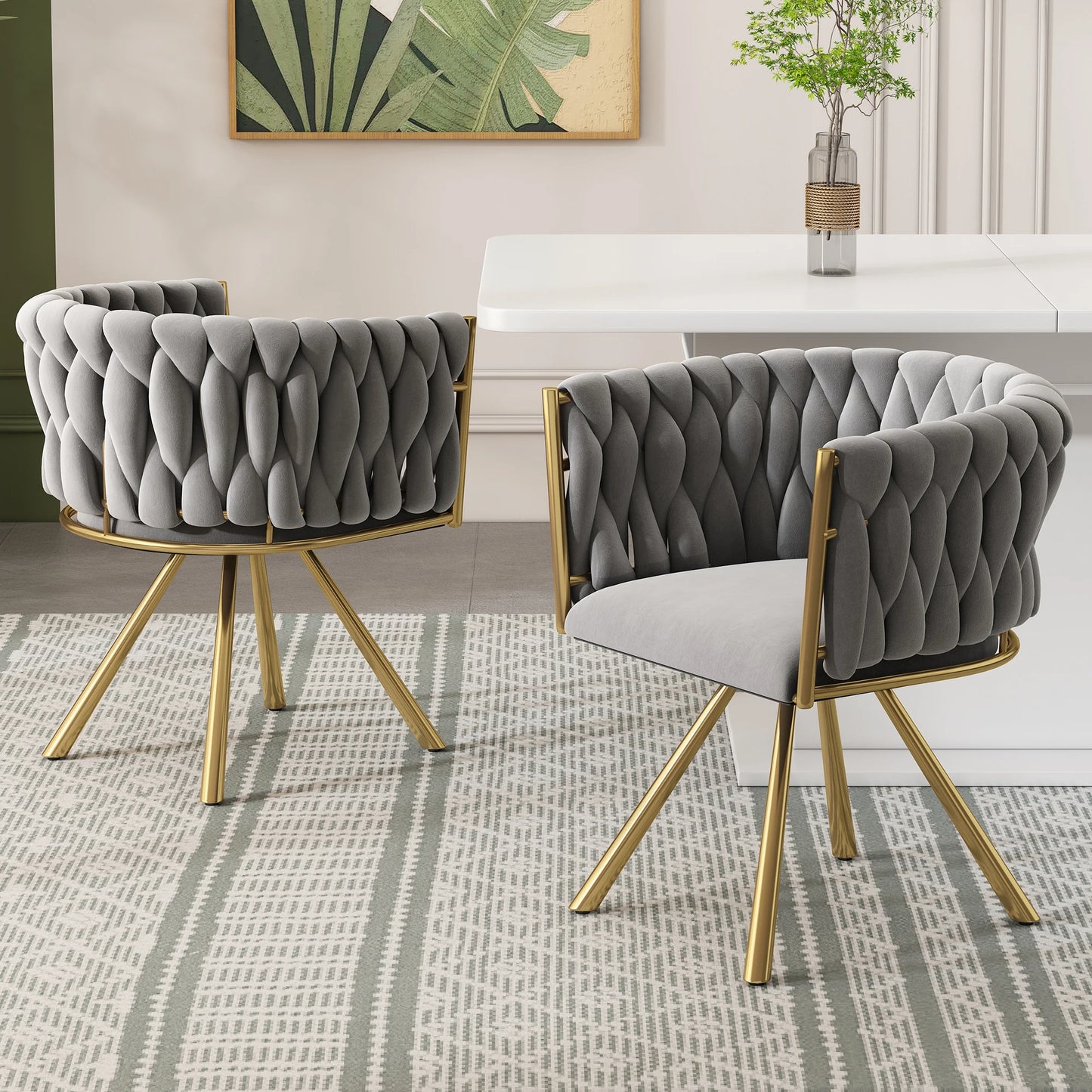 Eetkamerstoel – Stoel – Velvet Stoel – Draaibare Stoel – Comfortabele Stoel – Zachte Velvet Bekleding – 360° Draaifunctie - QUORE