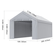 Tent - Vervangende Overkapping - Pickup Truck Tent - Zonder Frame - 10x20 ft - Garage Tent - Shelter Tarp - Waterdicht & UV-beschermd - Tuin Buiten Carport - Grijs