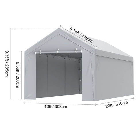 Tent - Vervangende Overkapping - Pickup Truck Tent - Zonder Frame - 10x20 ft - Garage Tent - Shelter Tarp - Waterdicht & UV-beschermd - Tuin Buiten Carport - Grijs