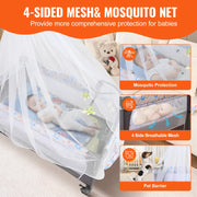 Babybedje - Baby Bassinet - Opvouwbaar Baby Bassinet - Babybed - Draagbaar Bassinet voor Baby - Gemakkelijk Opvouwbaar - Dubbellaags - Met Opbergmandje en Wielen