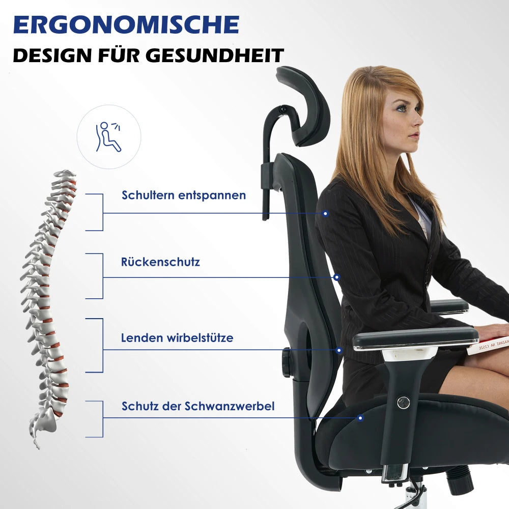 Bureaustoel – Kantoorstoel – Gamestoel – Draaistoel – Office Chair – Ergonomische Lendensteun – Ademend Mesh Materiaal