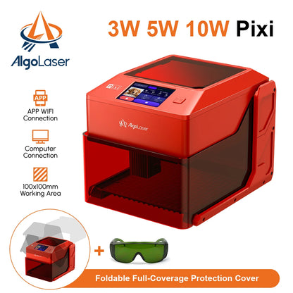 AlgoLaser PIXI Laser Engraver Portable 3/5/10W Power Covered 3.5"Touch Screen Business Engraving Machine Customized Artwork Tool
