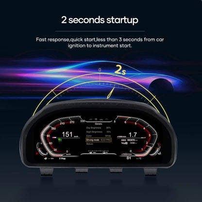 12,3 Inch Digitaal Dashboard – Auto Cockpit Display – LCD Snelheidsmeter – Virtuele Meter – Instrumentenpaneel – Plug & Play Installatie – HD 1920x720 Resolutie