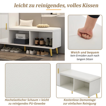 Schoenenkast – Schoenenrek – Schoenenopberger – Schoenenbank – Schoenenmeubel – Hoogglans Wit – Verstelbare Planken
