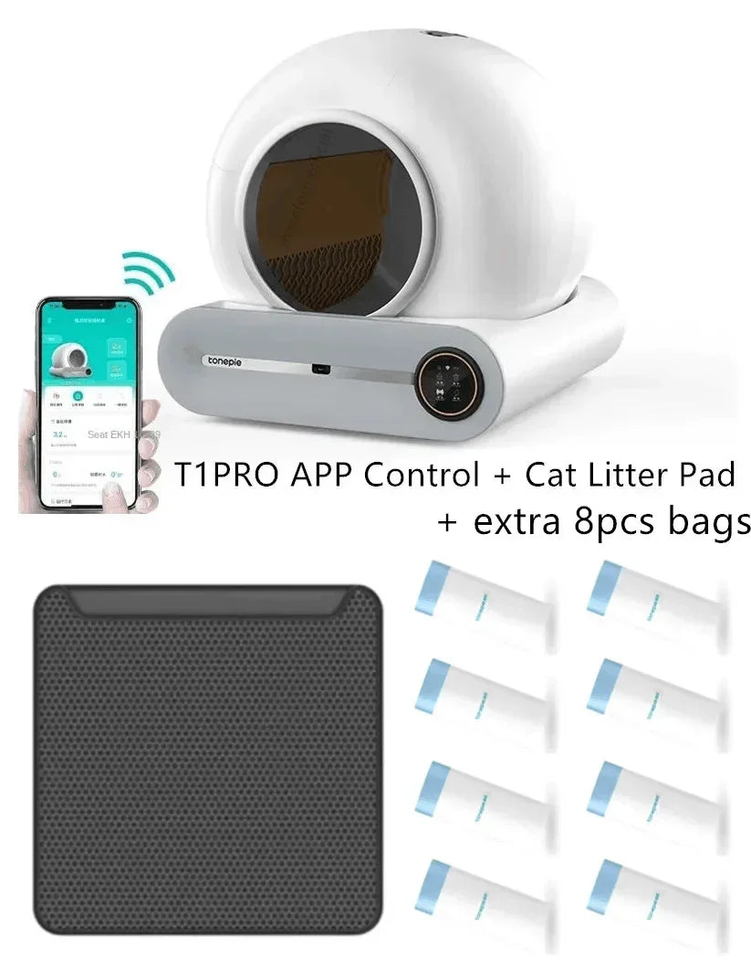 Automatische Kattenbak - Slimme Kattenbak -Zelfreinigende Kattenbak - met APP-bediening - 65L - Extra Grote - Zelfreinigend - Huisdierentoilet - voor Katten