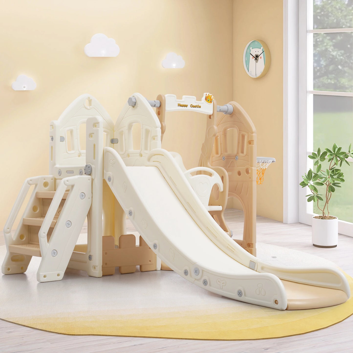 5-in-1 Speeltoestel – Speelparadijs – Speelset – Kinderspeeltoestel – Buiten Speeltoestel – Glijbaan En Schommel – Duurzaam Veilig Plastic