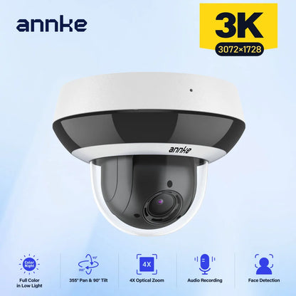 4MP PTZ Beveiligingscamera – IP Camera – Bewakingscamera – Dome Camera – Security Camera – Slimme AI Detectie – 4x Optische Zoom – POE Aansluiting