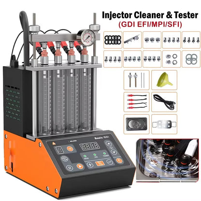 Brandstofinjector Reiniger En Tester – Injector Cleaner – Injector Tester – Ultrasone Reiniging – In-Veertuigreiniging – Meerdere Testfuncties – Voor 4-Cilinders