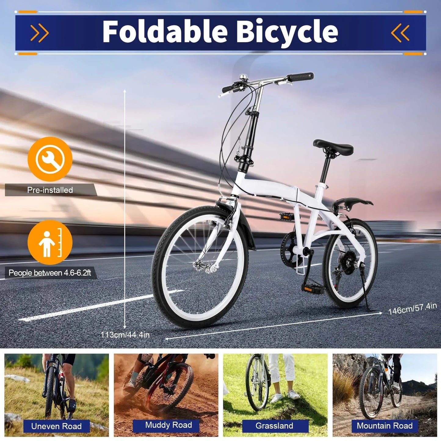 Opvouwbare Fiets – Vouwfiets – Compacte Fiets – Kinderfiets – Verstelbaar Zadel – Zes Versnellingen – Stevig Frame