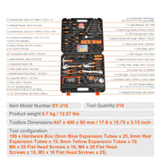 Gereedschapsset – 216-delige Handgereedschap Set – Inclusief Schroevendraaiers, Sleutels, Hamer & Tangen – Opbergkoffer – Zwart