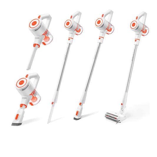 Cordless Stick Vacuum Cleaner - Stick Vacuum Cleaners - Bagless Stick Vacuum Cleaner on Battery - 22000PA Powerful Suction - 45 Min Operating Time - LED Lighting - Lightweight and Manoeuvrable - White