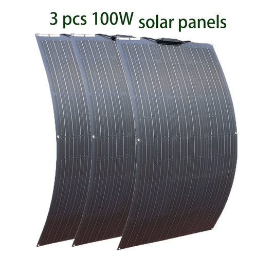 100W 200W 300W 400W Solar Panel Kit or 18V Flexible Mono Photovoltaic Solar plate Power 12V 24V camping car solar panels - QUORE