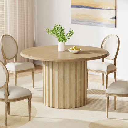 Eettafel – Ronde Tafel – Eettafel 110 Cm – Compacte Eettafel – Houtplaatmateriaal – Metalen Voet – 4 Tot 6 Personen - 110 x 110 x 75 cm - Natuurlijk Hout