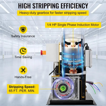 Kabelstripper Machine - Kabelstripmachine - Kabelpeller - Stripping Machine - 370W - 1-38mm - Aluminium Behuizing - Automatische/Elektrische Draadstripper Machine - voor Recycling & Werkplaats - Geel