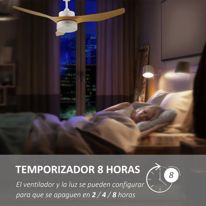 Plafondlampen - Plafonniere - Plafondventilator met Verlichting - Afstandsbediening - Plafond Lamp - Slaapkamer - LED - Timer - 6 standen - 43 dB - 20.5W - 230V / 50Hz - Ø132 x 40 cm - Beige