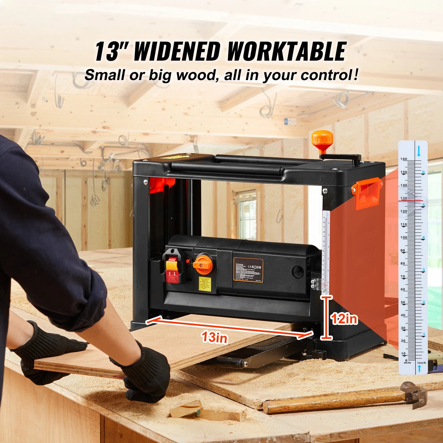 Elektrische Schaaf – Hout Schaven – Planken Schaven – Houtbewerking – Houtvlakken – 2000W Motor – Driedubbele Messenset - QUORE