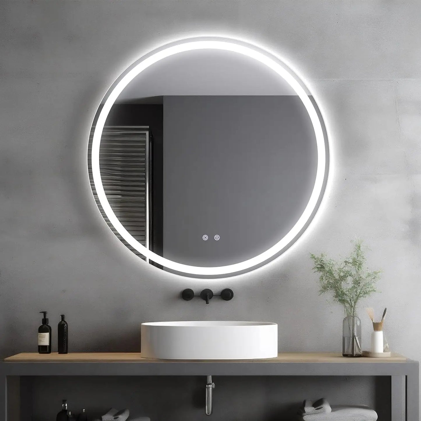 Badkamerspiegel - Spiegel - LED - 70x50cm - Vierkant Design met Verlichting – Anti-condens & Dimbaar – Wandmontage