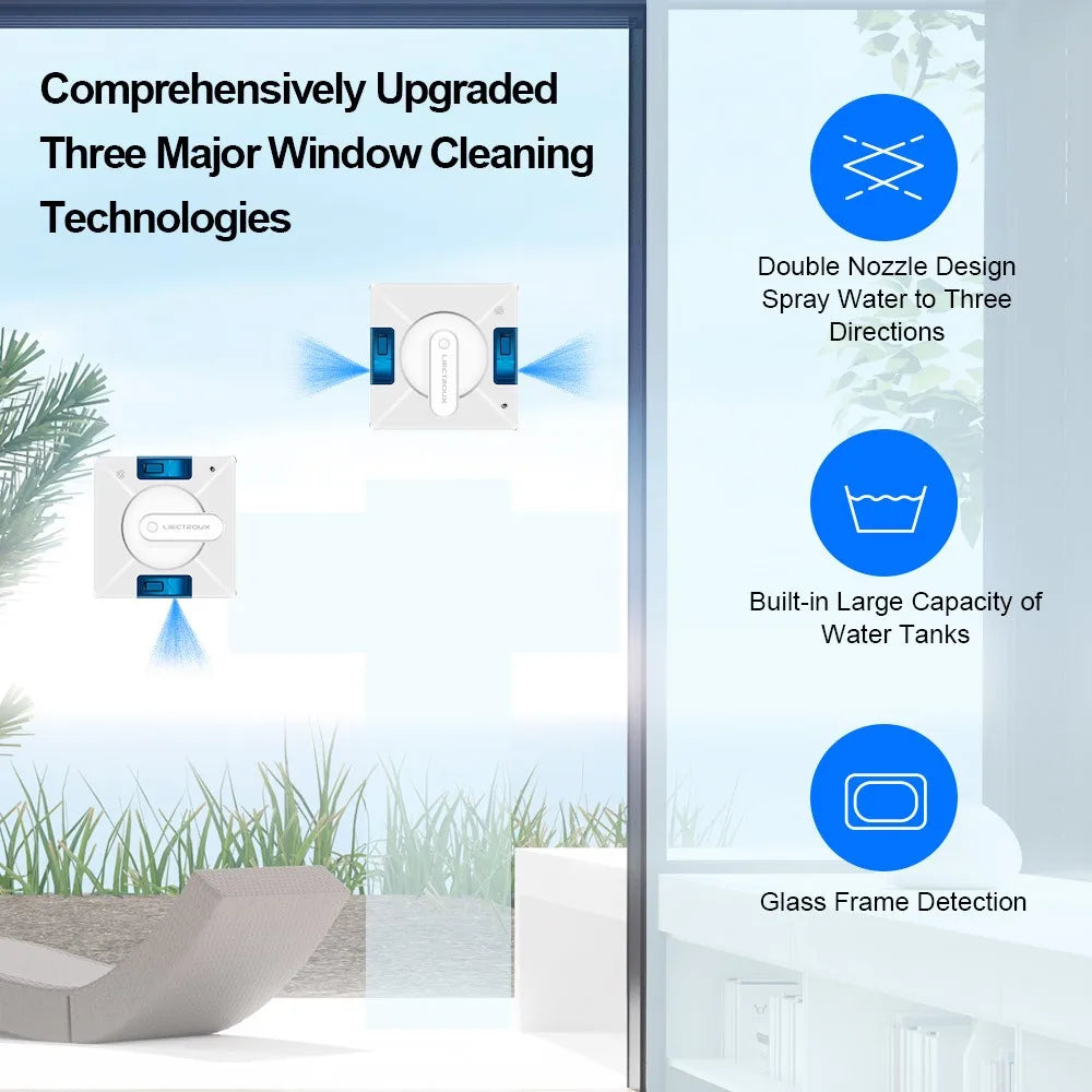 Robot Raamreiniger – Ramenreiniger – Glasreiniger – Raamborstel – Auto Window Cleaner – Dubbele Waterspray – 3000Pa Zuigkracht