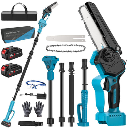 Brushless 600W Telescoping Pole Electric Chainsaw 8inch 2in1 High Branch Saw Garden Power Tool For 21V 18V Battery