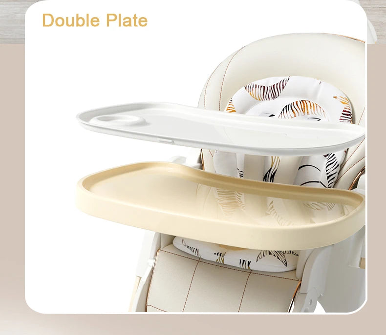 Opvouwbare Baby Eetstoel – Verstelbare Kinderstoel met Wieltjes en Veiligheidsgordel – Hoge Kwaliteit – Voor Baby’s van 6 Maanden tot 3 Jaar – Wit