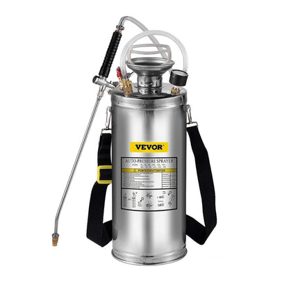 VEVOR 8L RVS Handpomp Spuitapparaat met Drukmeter en Veiligheidsklep - Verstelbare Spuitmond voor Tuinieren en Sanitizing - QUORE