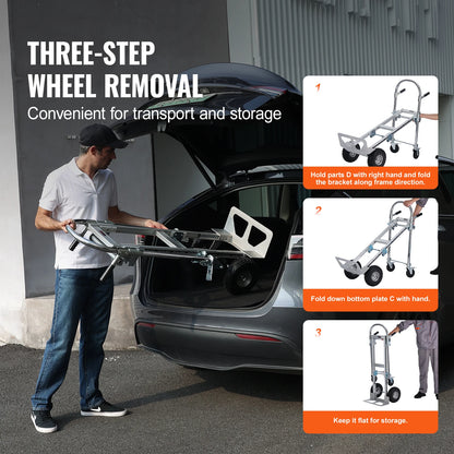 Transportkar – Handkar – Platformkar – Inklapbaar – Lichtgewicht – Aluminium Frame – 454 Kg Lastvermogen
