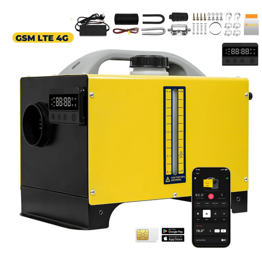 Diesel Air Heater – Dieselkachel – Parkeerwarmer – Caravanverwarming – Camperkachel – GSM 4G Afstandsbediening – 8KW Vermogen – Automatische Start en Stop Thermostaat