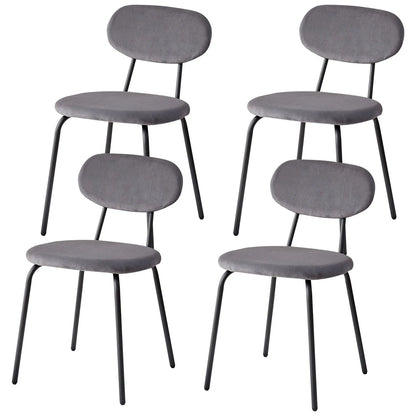 Scandinavische Eetkamerstoelen – Set van 4 Stoelen – Velours Stoelen – Stapelbare Stoelen – Metalen Poten – Ergonomisch Design – Geluiddempend - 42 x 45 x 78 cm - Grijs