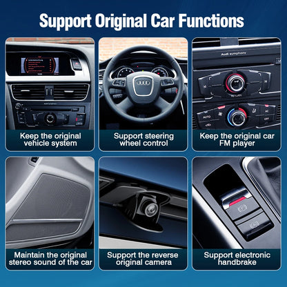 Draadloze CarPlay Adapter – Multimedia Interface – Android Auto Module – Smartphone Koppeling – Wireless Mirror Link – Compatibel Audi MMI 3G (2009-2018) – Plug-and-Play Installatie – AirPlay Streaming - QUORE