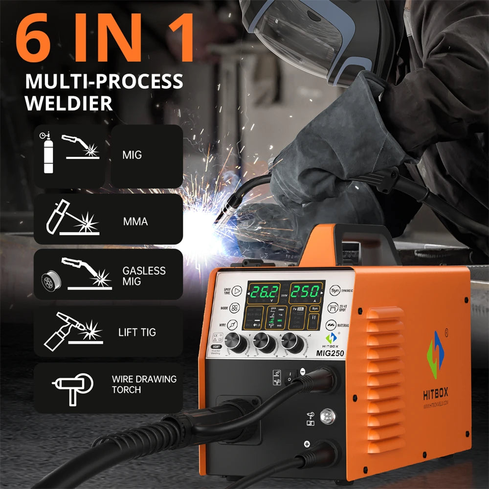 MIG250 Lasmachine – Mig Lasmachine – Lasapparaat – Mig Lastoestel – Lassen Machine – Multifunctioneel Met MIG, TIG En MMA – Compact En Lichtgewicht 8 Kg