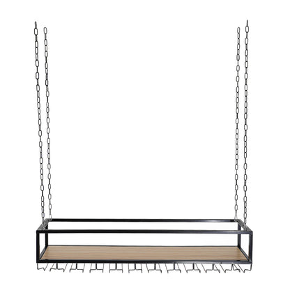 110cm/100cm Hanging Wine Rack Wine Bottle Holder Glass Shelf Kitchen Storage Display Rack Ceiling Mount Adjustable
