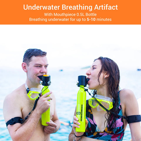 Mini Duikfles - Mini Scuba Tank - S300 Geüpgraded - Herbruikbare Air Cilinder - 0,5 L - Groente - QUORE
