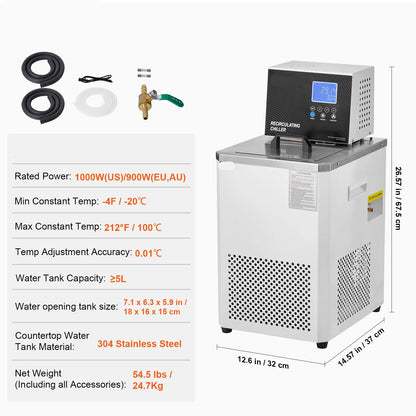Laboratoriumkoeler – Temperatuurregelaar – Circulator – Koelapparaat – Verwarming – Precisie 0,01°C – RVS