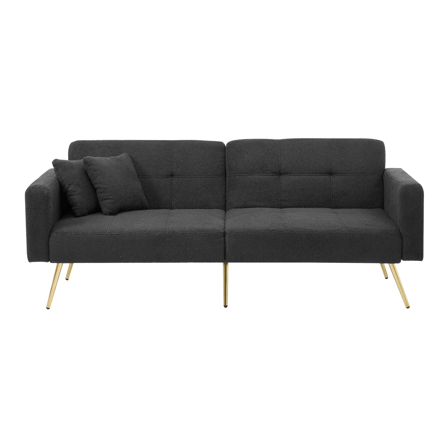Sofa Bed – Slaapbank – Bedbank – Oprolbed – Velours Bekleding – Verstelbare Rugleuning – Houten Constructie
