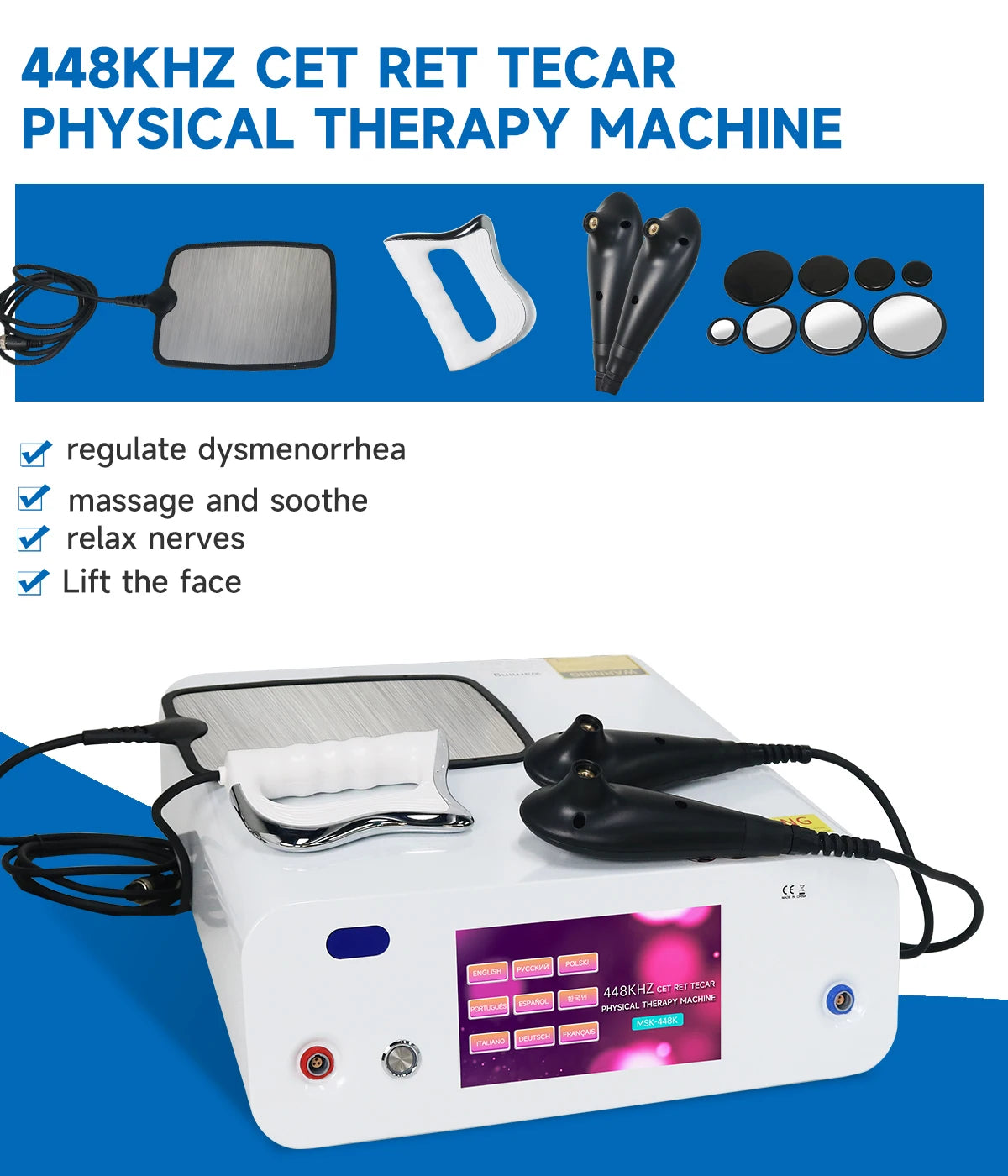 Thermo-Therapie Huidapparaat – Warmtetherapie – Huidverjonging – Collageenstimulator – Bloedcirculatieverbeteraar – 448 kHz Diepe Warmte – Twee Gebruiksmodes - QUORE