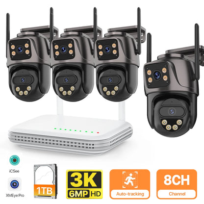 Beveiligingscamera – Camerabewaking – Bewakingscamera – IP-camera – CCTV – 8CH NVR 4PCS 6MP – AI Persoonsdetectie en 270° Pan-Tilt Zoom