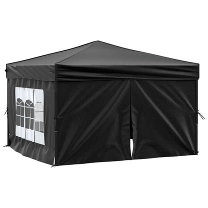 Tuinpaviljoen – Partytent – Tent – Vouwtent – Schaduwdoek – 210D Oxford Waterdicht – Stevig Stalen Frame - 3x3 m - Zwart - QUORE