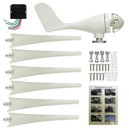Windturbine - Windmolen Generator - Windturbine Generator - Windenergie - met 6 Blades - 800W - Laag Geluidsniveau - Voor Thuisgebruik - 24V - Wit