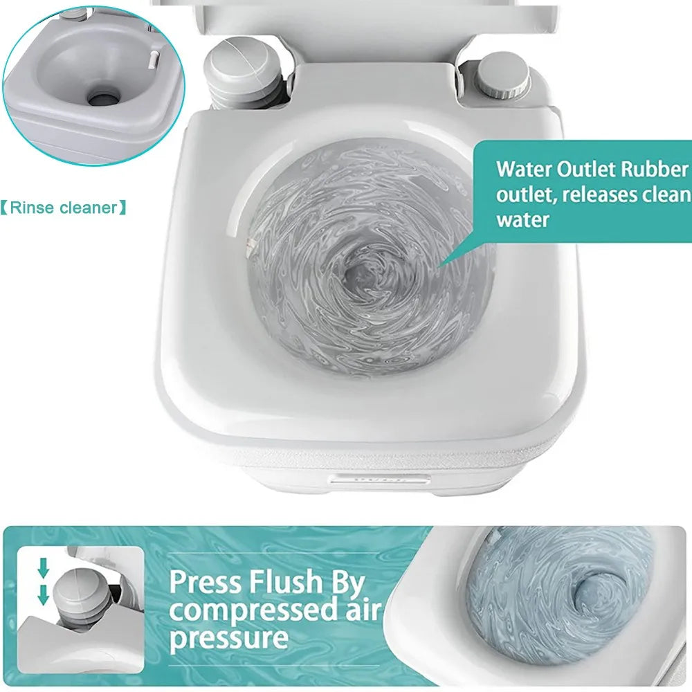 Draagbaar Spoeltoilet - Mobiel Potje - Mobiel Toilet - voor Buiten - Caravan - Toiletbelasting 130kg - voor Volwassenen - 20L - 41 × 35 × 41 cm - Grijs