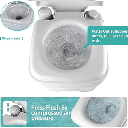 Draagbaar Spoeltoilet - Mobiel Potje - Mobiel Toilet - voor Buiten - Caravan - Toiletbelasting 130kg - voor Volwassenen - 20L - 41 × 35 × 41 cm - Grijs