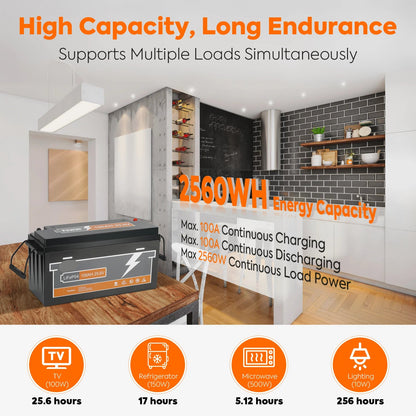 LiFePO4 Batterij – Lithium Accu – 24V Accu – 100AH Accu – Energiebatterij – 2560Wh Capaciteit – Tot 10 Jaar Levensduur