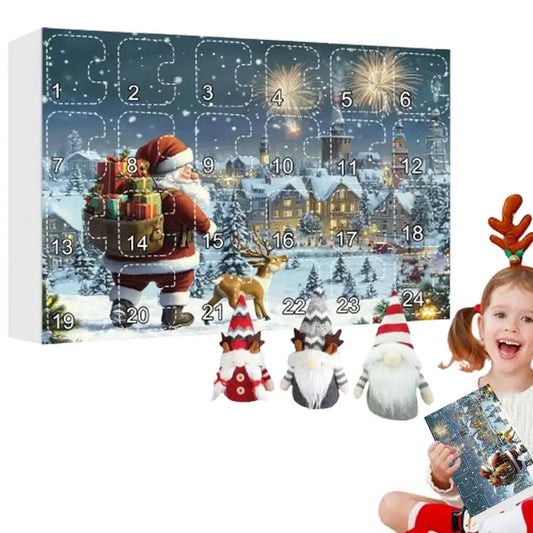 Advent Calendar - Gnome Dolls Countdown Calendar - Christmas Plush Calendar Box - 24 Days of Fun Collectible Plush Figures - Christmas Gnome Advent - Children's Christmas Gift - Toys - Playset - Set D
